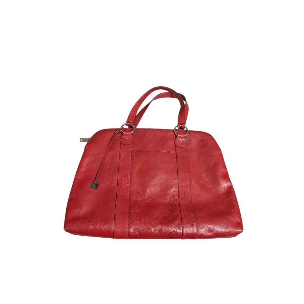 Hobo International Large Red Leather Tote Satchel Bag Silver Hardware